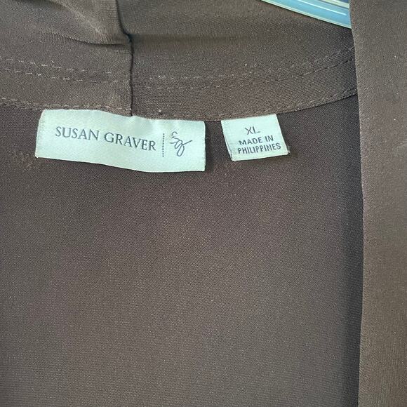 Susan Graver Liquid Knit Size XL Brown open cardigan - Picture 2 of 9